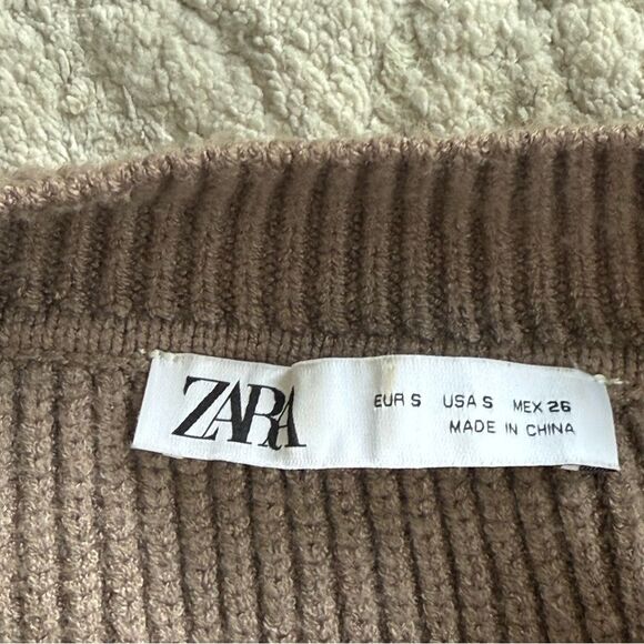 Zara Brown Chunky Knit Oversized V-Neck Sweater Vest Size Small - Picture 7 of 9